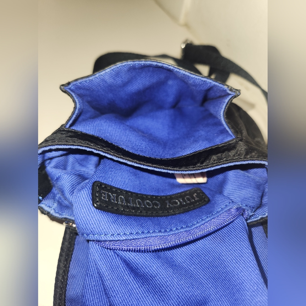 Juicy Couture Black/Blue Nylon Leather Cotton Crossbody Messenger Bag - Picture 6 of 10